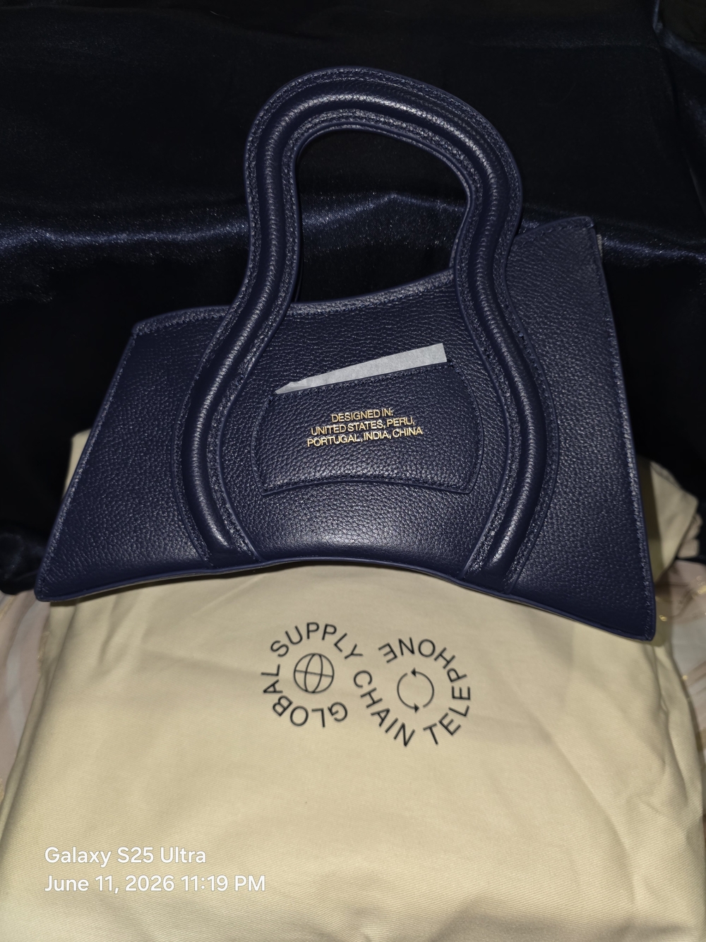 MSCHF Navy Blue Leather Handbag with Shoulder Strap and Dust Bag. MFRP:$650 - Picture 5 of 10
